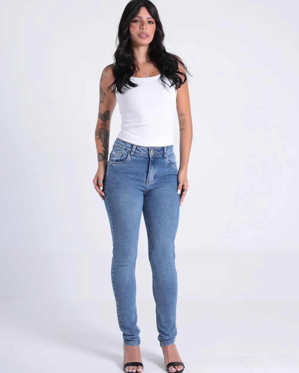 Calça jeans skinny azul, ângulo 1 de 3